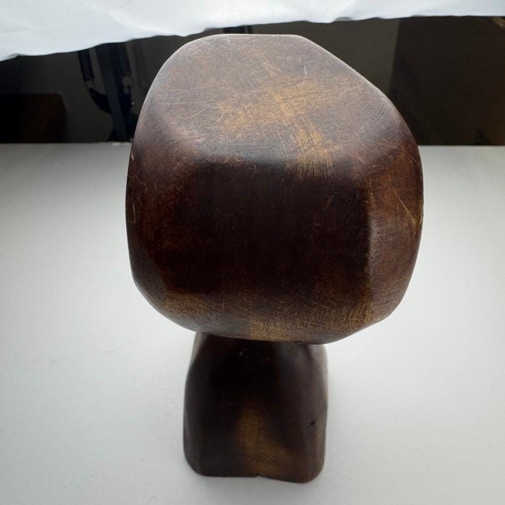 Vintage Hand Carved Wooden Bust Elongated Head Tribal Style Sculpture 8.5 Inch - Picture 4 of 6